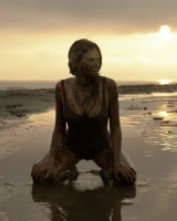 Hottie in a sexy swimsuit Sofia Orlova getting dirty on the beach