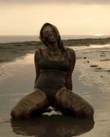 Hottie in a sexy swimsuit Sofia Orlova getting dirty on the beach