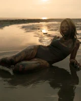 Hottie in a sexy swimsuit Sofia Orlova getting dirty on the beach