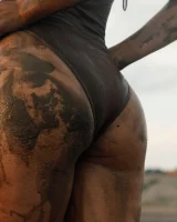 Hottie in a sexy swimsuit Sofia Orlova getting dirty on the beach