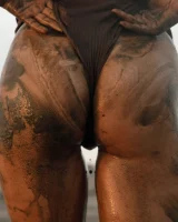 Hottie in a sexy swimsuit Sofia Orlova getting dirty on the beach