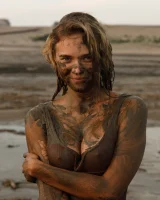 Hottie in a sexy swimsuit Sofia Orlova getting dirty on the beach