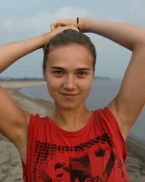 Hottie in a sexy swimsuit Sofia Orlova getting dirty on the beach