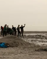 Hottie in a sexy swimsuit Sofia Orlova getting dirty on the beach