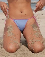 Micro bikini beach latin baby Yesenia Corral flashing hairy bush and young tits and nipples