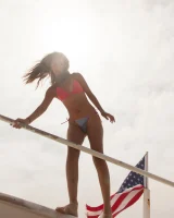 Micro bikini beach latin baby Yesenia Corral flashing hairy bush and young tits and nipples