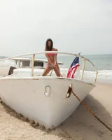 Micro bikini beach latin baby Yesenia Corral flashing hairy bush and young tits and nipples