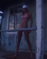 In sexy bikini, topless and nude in the evening on the yaht