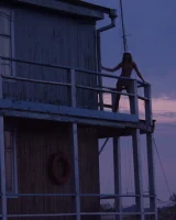 In sexy bikini, topless and nude in the evening on the yaht