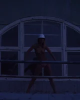 In sexy bikini, topless and nude in the evening on the yaht