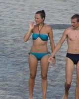 Candid babies walking in sexy bikinis