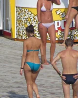 Candid babies walking in sexy bikinis