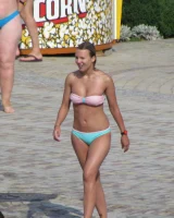 Candid babies walking in sexy bikinis