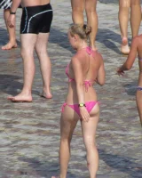 Candid babies walking in sexy bikinis