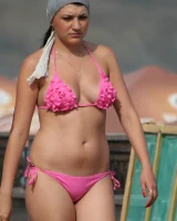 Candid real girls walking in exciting bikinis