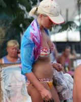 Candid real girls walking in exciting bikinis
