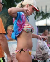 Candid real girls walking in exciting bikinis