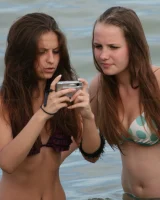 Candid real girls walking in exciting bikinis