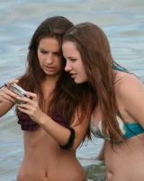 Candid real girls walking in exciting bikinis