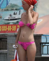 Candid real girls walking in exciting bikinis