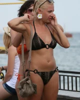 Candid real girls walking in exciting bikinis