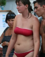 Candid real girls walking in exciting bikinis