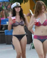 Candid real girls walking in exciting bikinis