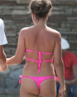 Candid real girls walking in exciting bikinis