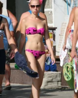 Candid real girls walking in exciting bikinis