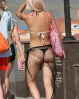 Candid hotties walking in bikinis