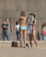 Candid hotties walking in bikinis