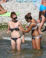 Bikini walking sexy candid girls