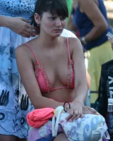 Candid shots of beautiful girls walking in bikini