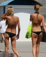Candid shots of beautiful girls walking in bikini