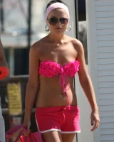 Beautiful hot young goddesses walking in bikini