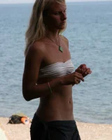 Beach dancing candid girls in sexy bikinis