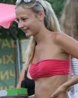 Beach dancing candid girls in sexy bikinis