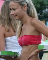 Beach dancing candid girls in sexy bikinis