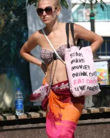 Beach dancing candid girls in sexy bikinis