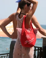 Beach dancing candid girls in sexy bikinis