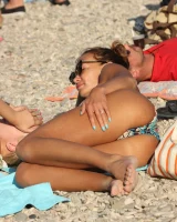 Beach dancing candid girls in sexy bikinis