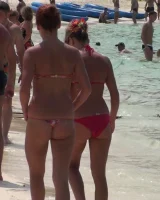 Candid girls in bikini on the beach