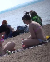 Candid girls in bikini on the beach