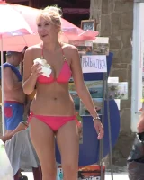 Real candid girls in bikinis walking on the streets