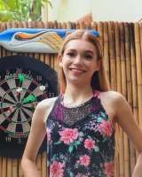 Long summer dress and pink bikini under