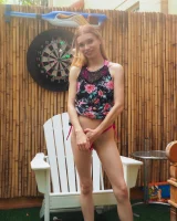 Long summer dress and pink bikini under