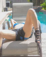 Puffy nipples chicks appears in blue bikini