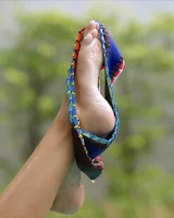 Poolside slim body sexy blonde poses in blue bikini and nude with puffy nipples