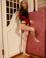 Puffy nipples teen in green bikini bottom