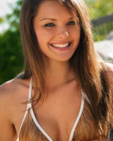 Exciting tasty girlfriends with puffy nipples are in sexy bikinis by the pool